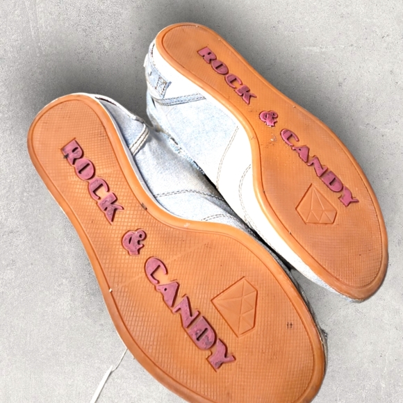 Rock & Candy Distressed Ripped Jeans Style Denim Sneakers - Picture 3 of 5